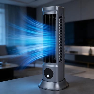 LISM-11,61-inch torenventilator voor de slaapkamer, stille werking van 30 dB, breedhoek 3D-luchttoevoerstationventilator, oplaadbare vloerventilator voor zowel verticaal als horizontaal gebruik.