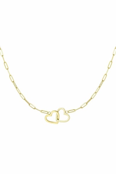 Yehwang - Ketting - Linked Hearts - Goud - Stainless Steel