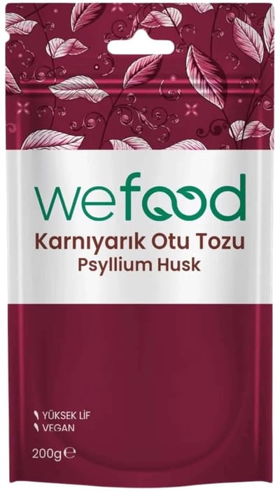 Wefood Psyllium Husk Karnıyarık Otu Tozu 200g - Hoog Vezelgehalte - Glutenvrij & Vegan - Oplosbare Vezels