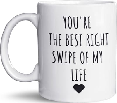 NietMokken.nl – Grappige Mok – "You're the Best Right Swipe of My Life" – Liefdescadeau voor Partner of Vriend(in) – Valentijn, Tinder Match of Verjaardag – Vaatwasser- en Magnetronbestendig