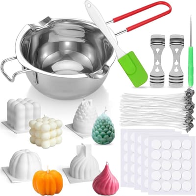 Smeltpan Kaarsvet Set – Smeltpan voor Kaarsen - Kaarsen Maken Starterspakket – Candle Making Kit – Meerkleurig