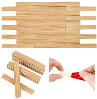 JHUBERS- Poppenhuisvloeren 40 Stuks - Zelfklevend - Houten - Natuurlijke Textuur - Rechthoek 10 x 1,5 x 0,2 cm - Schaal 1:12 - Mini-huisaccessoires - Miniatuurvloeren