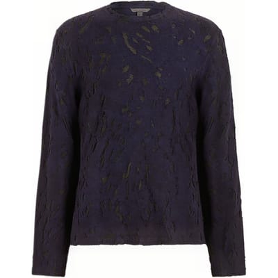 John Varvatos Hansel Ls Terry Flowy Leopard Burnout Cr Night Shadow Maat: S | Sweaters Outlet | Heren | Blauw