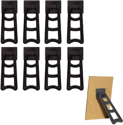 8-stuks fotolijststandaard - Fotolijst achterpaneelstandaard - Vervangende paneelstandaard - Trapeziumvormige displaystandaard - Kunststof standaard - 11,8 cm * 4,6 cm - Geschikt voor displaylijsten, fotolijsten, fotolijsten en tekenborden - Zwart