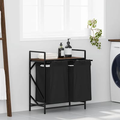vidaXL - Wasmand - 2 - vakken - met - plank - bruin - eikenkleurig