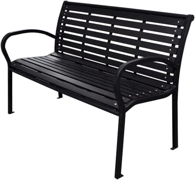 Tuinbank - Zitbank Buiten - Ontspannen Buiten - Stabiele Stalen Poten - 116 cm - Zwart