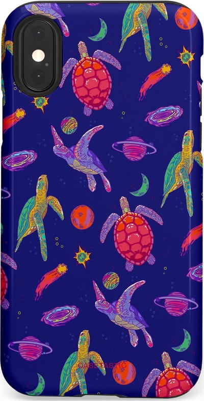 Casetastic Hoesje Geschikt voor Apple iPhone X/Xs - Stijlvolle Beschermende Duo-layer Case - Kosmische schildpad
