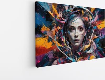 Saammp Canvas Schilderij - Kleurrijke Vrouw - abstract - 30x20 - Foto op canvas - Wanddecoratie - Muurdecoratie Woonkamer - Slaapkamer decoratie - Canvas Print