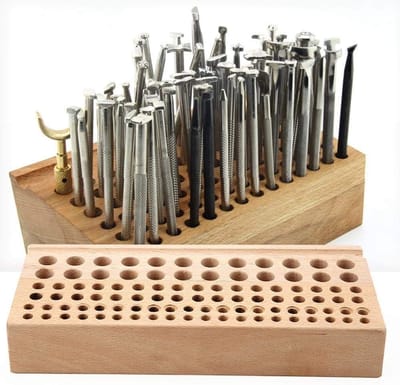 Dailygoods- Gereedschaphouder Lederen 98 Gaten - Hout/Rubber Constructie - Handgereedschappen - Stempelen/Perforatie - Cadeau voor Doe-Het-Zelf - Perfect voor Ambachtsliefhebbers - Gereedschapsorganizer