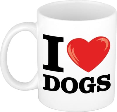 Bellatio Decorations - I Love Dogs koffiemok - drink beker - 300 ml - cadeau - voor honden liefhebber