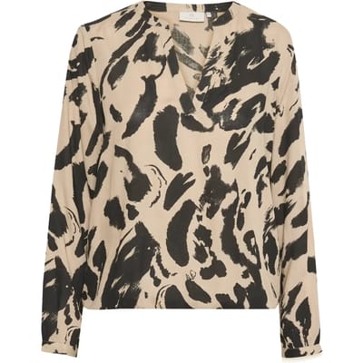 Kaffe Blouse Kaditte Blouse 10507919 104749 Black Feather Gray Dames Maat - W46
