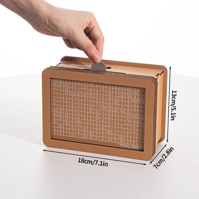 Houten Spaarpot 1000/2000/3000/5000/10000 Euro Geldkist met Teller Kasregisters Spaardoel en Nummerdozen beige
