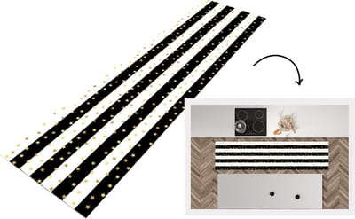 Keukenloper - Loper keuken - Sterren - Goud - Confetti - Patronen - 200x50 cm - Keukenloper vinyl