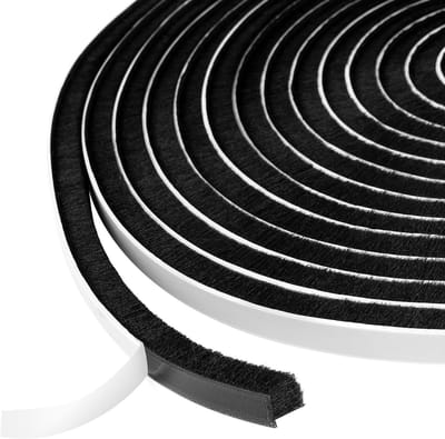 Zelfklevende Borstelafdichtstrip van 6 meter, 9mm x 9mm, Voor Deur en Raam, Weerbestendige Afdichting, Geluidsisolatie en Energiebesparing - Zwart