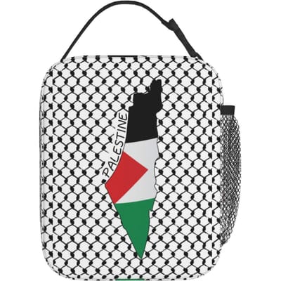Palestina Vlag Kaart Lunchtas Kufiya Hatta Werk Lunchbox Voor Kind Casual Print Thermische Tote Handtassen Waterdichte Koeltas One Size
