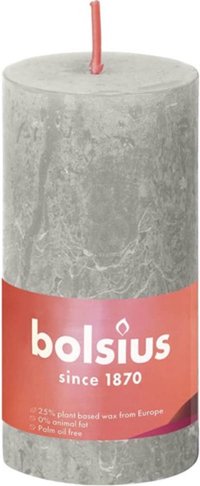 Bolsius Stompkaarsen Shine 8 st rustiek 100x50 mm zandgrijs
