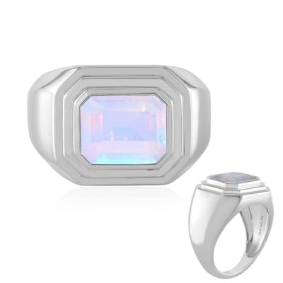 Cavill - Zilveren ring 925 Sterling Zilver - Welo-opaal 1 774 ct - Platina verguld - Achthoekig trapgeslepen - Elegant dames sieraad - 24x22 mm