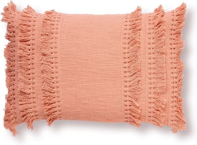 Dutch Decor FARA - Kussenhoes 40x60 cm - 100% katoen - met franjes - Muted Clay - roze - met rits - zonder binnenkussen