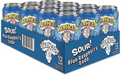 Warheads Blue Raspberry Soda 12-pack – Zure Frisdrank Blikjes 355 ml – Amerikaanse Soda – Sour Candy Drink