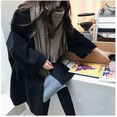 Trench-coat en laine ample pour femme de grande taille, automne et hiver 2XL gray