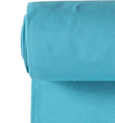 Boordstof Uni Rondgebreid 35 cm per Meter – Turquoise – Elastische Boordstof voor Mouwen, Hals & Taille