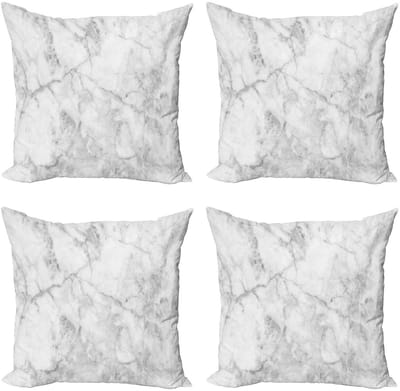ABAKUHAUS Marmeren Kussenhoes Set – 4x 40x40 cm – Dubbelzijdig – Grijs