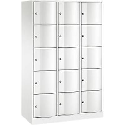 C+P Resisto lockerkast, 3 vakken, 15 vakken, B 1148 x D 540 x H 1950 mm, verkeerswit