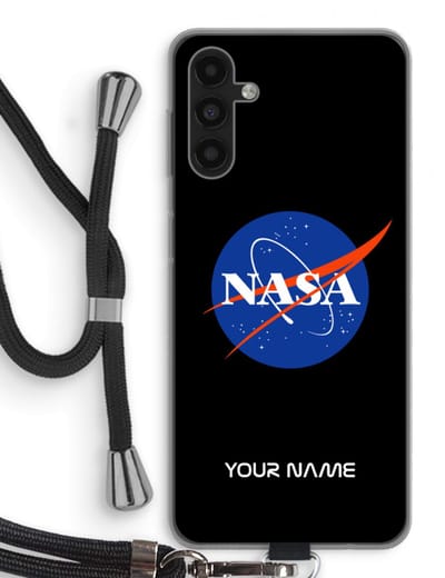 Gepersonaliseerd - Case Company® - Hoesje met koord geschikt voor Samsung Galaxy A04s hoesje met Koord - NASA - Telefoonhoesje met Zwart Koord - Bescherming aan alle Kanten en Over de Schermrand