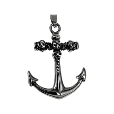 Nautische Anker Hanger Doodskop Design, Ankerhanger Heren, RVS Gepolijst