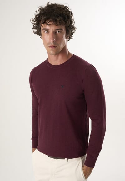 Felix Hardy Sweater Met Ronde Hals - Trui 100% Katoen Heren Bordeaux - 2Xl