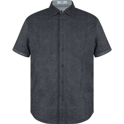 Firetrap Heren Denim Regular Korte Mouwen Shirt (Grijs)