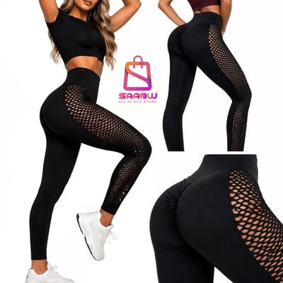 Dames Push Up Sportlegging Hoge Taille - Zwart S/M - Fitness Legging - Shaping - Yoga Broek - sportlegging dames - sportlegging dames high waist - 84633