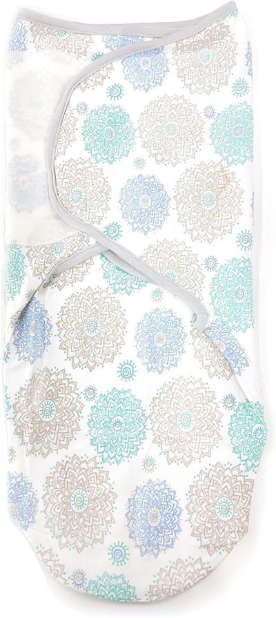 Verstelbare Swaddle Deken Blauwe Bloemenprint 3-6 Maanden