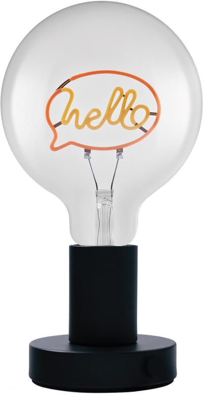 OSRAM 1906 Letter LED tafellamp Hello belettering, neon, 1,2W, E27, zwart, warm wit, textielkabel