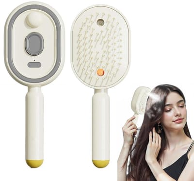 Ulisem - Stoom haarstyler - Elektrische spray kam met massagefunctie - Oplaadbare anti-frizz borstel - Verwijdert pluizig haar en klitten - Zachte ronde tanden - Ergonomisch ontwerp - Cadeau voor haarverzorging - Wit