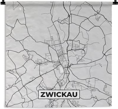 Wandkleed - Wanddoek - Duitsland - Stadskaart - Plattegrond - Zwickau - Kaart - 180x180 cm - Wandtapijt