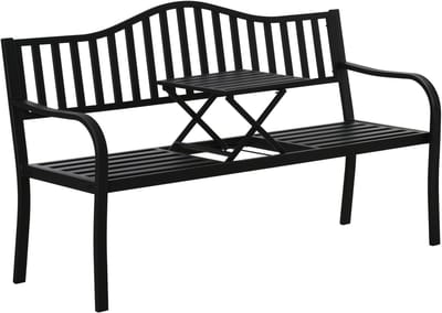 Outsunny Gartenbank Metallrahmen Schwarz