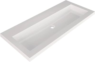Saqu Straight Wastafel mineraalmarmer 120x51cm zonder kraangat glanzend wit