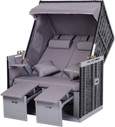 Killogood Strandstoel voor 2 personen met verstelbare rugleuning grijs 118 x 79 x 150cm