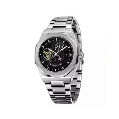 Tourbillon Skeleton Horloge Zilverkleurig | Waterafstotend | Cadeau Giftbox | Zilverkleurig | Automatic Horloges | Automatisch Watchwinder | Skeleton Horloges Unisex Skeleton Herenhorloge Jongens Heren