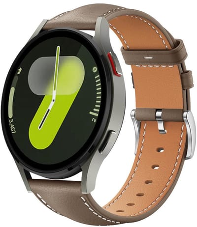 Leren bandje - geschikt voor Samsung Galaxy Watch 7 (40 & 44mm) / Watch 6 (Classic) / Watch 5 (Pro) / Watch 4 (Classic) / Watch FE - band van leer rvs gesp - donkerbruin