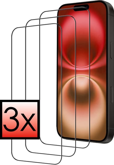 Screenprotector - 3 Stuks - Geschikt voor Apple iPhone 16 - Full Cover - Beschermglas - Gehard Glas - Tempered Glass - Screen Protector