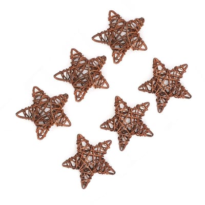Dailygoods- Rotan Sterren 6 Stuks - Decoratieve Feestdecoratie - Bruiloft/Kerst/Festival - DIY Ambachten - Stevige Constructie - 25 cm groot - Decoratie