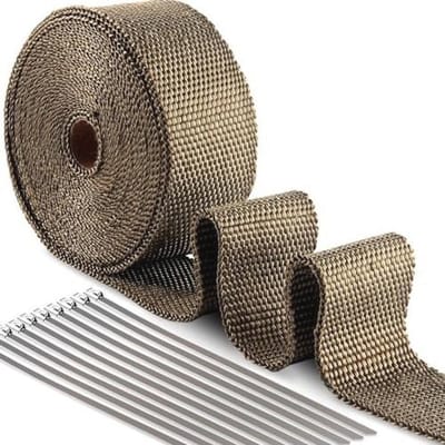 Thermische Isolatieband 50 mm - 10 m voor Motorfiets en Auto, Inclusief Roestvrijstalen Bevestigingsmiddelen