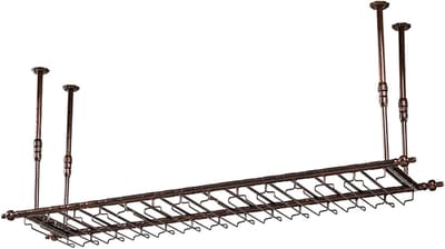 Wijnrek Hangend - Fleshouder Glaswerk - Wijn Opslag - Verstelbare Boomlengte - 100 x 30 cm - Zwart