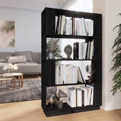 vidaXL - Boekenkast/kamerscherm - 80x25x132 - cm - massief - grenenhout - zwart
