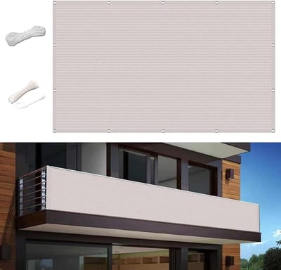 Balkon Privacyscherm 95 x 1000 cm Weerbestendig Onderhoudsvriendelijk Inkijkbescherming Voor Balkon Hek Balkonzeil Voor Balkon, Reling, Terras en Tuin, Wit