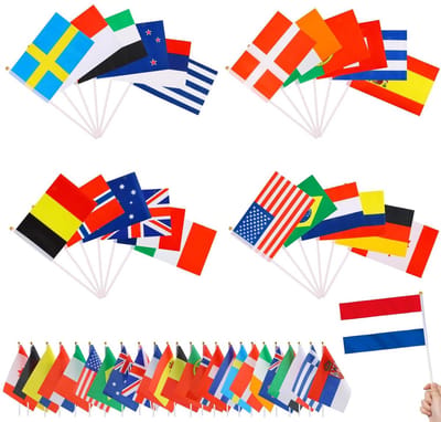 24 Wereldlanden Vlaggen met Stok - Feestdecoratie, WK Supporters & Evenementen