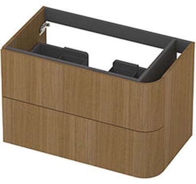 INK - Rechts Afgeronde Onderkast Fineer 2 Laden Softclose Tbv Grepen - 800x450x520 Mm - Light Veneer