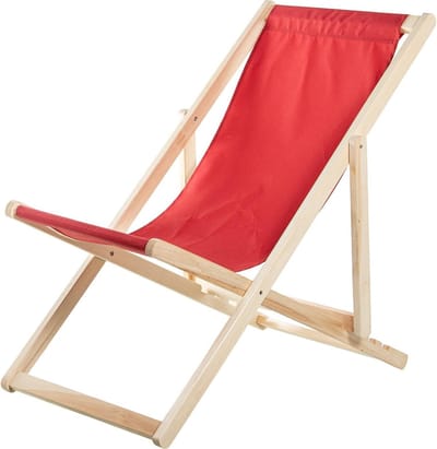 Opvouwbare hangmat - Houten relaxstoel - Buiten ontspannen - Vier verstelbare posities - 88.5 x 72 x 102.5 cm - Rood
